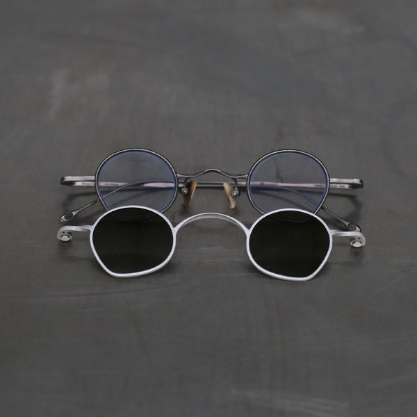 Rigards titanium detachable highly hand-polished glasses RG1925TI series RG-RG1925TI-FGHYKTMJBL retro gray frame + silver frame transparent lens + gradient green lens